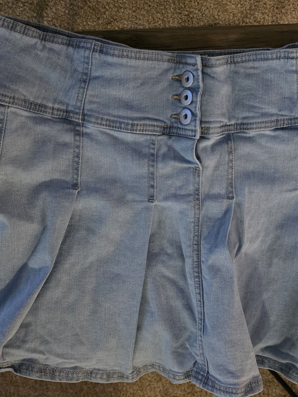 No Boundaries Light Wash Denim Skirt with Button Waist Sz XXXL